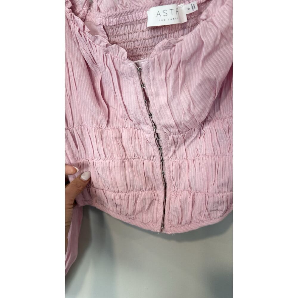 ASTR The Label Amber Puff Sleeve Smocked Corset Blouse Dusty Rose Small 1759 - Picture 4 of 8